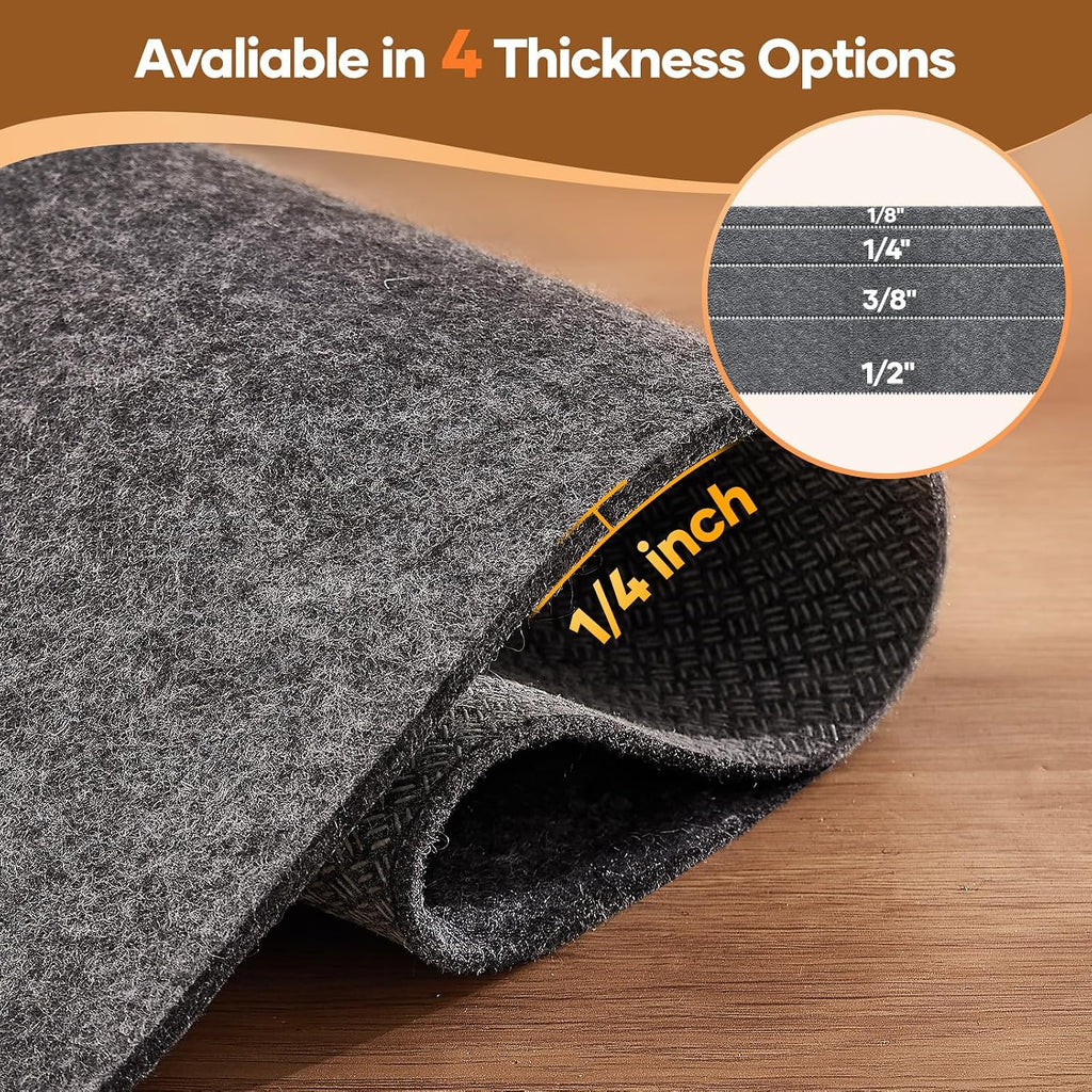 Non Slip Cushioned Rug Pad Gripper, Felt and Silicone Backing, 5 x 7 Ft, 1/4 inch Thick Carpet Liner Protector Mat - Set of 99