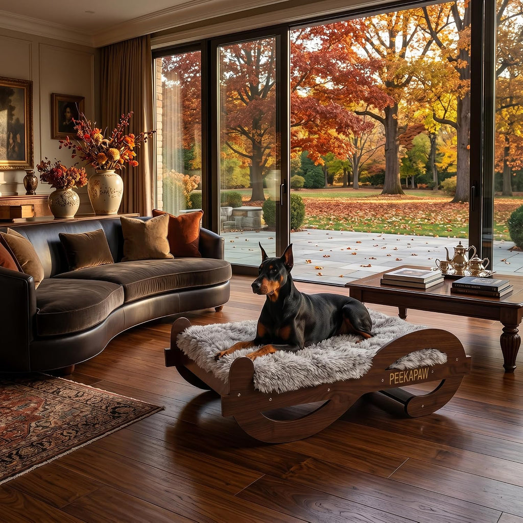 Wood Elevated Raised Dog Bed Frame Mat Set, 110lb