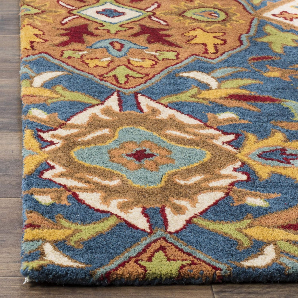 Heritage Area Rug - 9' x 12', Camel & Blue, Handmade Traditional Oriental Wool