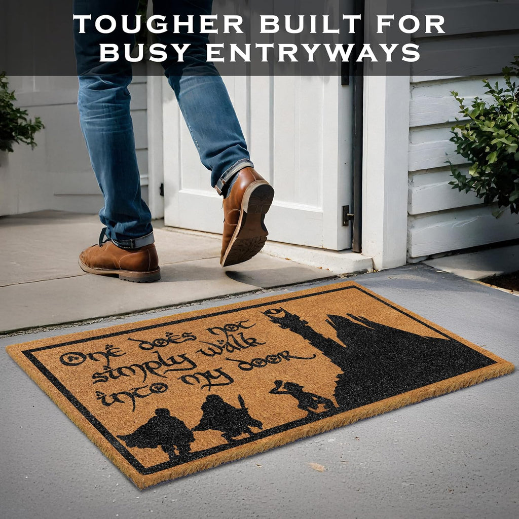 One Does Not Simply Walk to My Door Mat 30x17 Inch Trilogy Welcome Mat Coir | Funny Entryway Decor, Fantasy Fan Gift