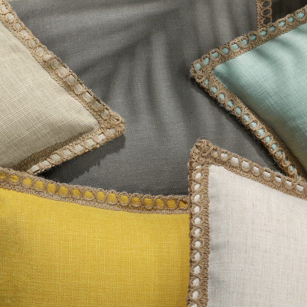 Pack of 2 Farmhouse Modern Fall Decorative Solid Throw Pillow Cover Burlap Linen Trimmed Tailored Edges Outdoor