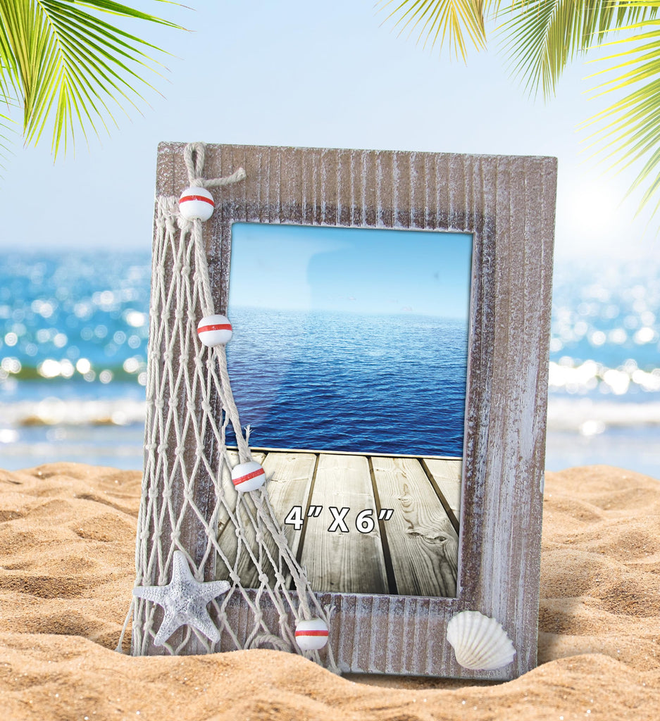 Brown Nautical Decor, 4x6 Picture Frame - 7.75 Inch