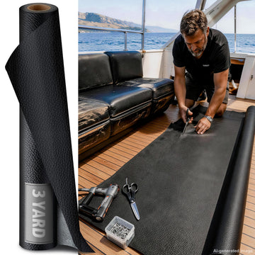 Vinyl Faux Leather: 3 Yard Roll Black Upholstery Fabric 0.8mm Heavy Duty Boat Seat Faux Leather - UV, Waterproof &