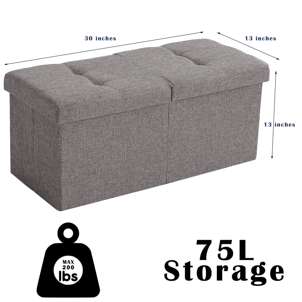 Storage Ottoman Bench Foldable Footrest Foot Stool, 30" Velvet Pink