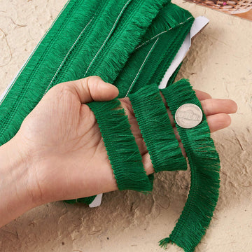 MegaPet Polyester Fringe Tassel Lace Trim 1 Inch x 82 Feet Chainette Fringe Fibre Trim Green for Sewing Quilting