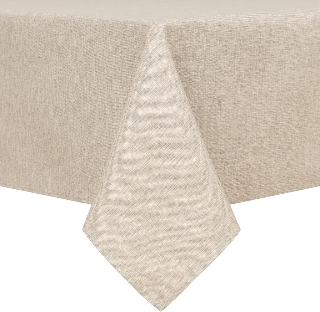 Faux Linen Rectangle Tablecloth - Wrinkle and Stain Resistant Washable Table Cloth Dining Room Holid