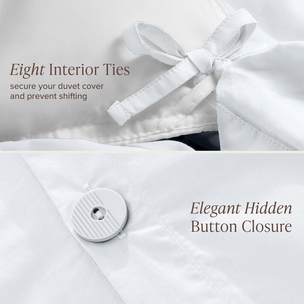 100% Organic Cotton Percale Duvet Cover Set (, White)