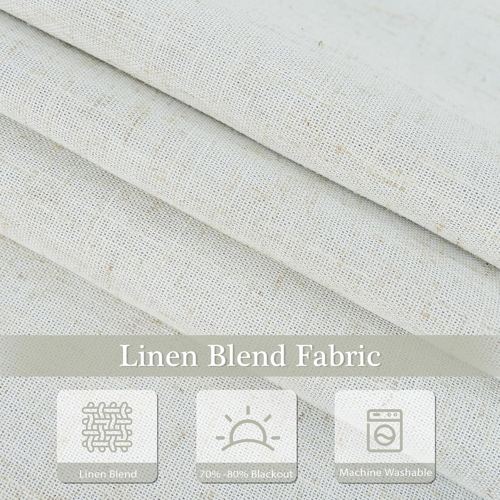 Double Layer Linen Blackout Tie Up Curtains Thermal Insulated Fully Lined Balloon Roman Shade Bathroom Window