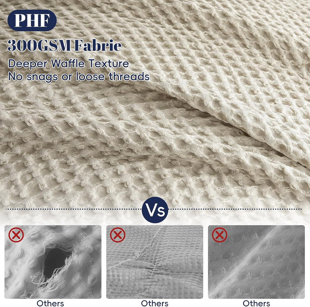 Waffle Weave Duvet Cover Set Queen, No Snagging Ultra Soft Luxury Textured Breathable Comforter Cover for All Season