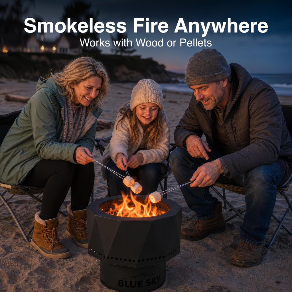 Ridge Portable Fire Pit, Portable Smokeless Fire Pit with Carrying Bag, Black