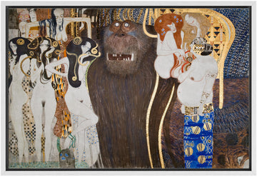 Framed Canvas Print Wall Art The Hostile Powers by Gustav Klimt Historic Cultural Illustrations Fine Art Decorative