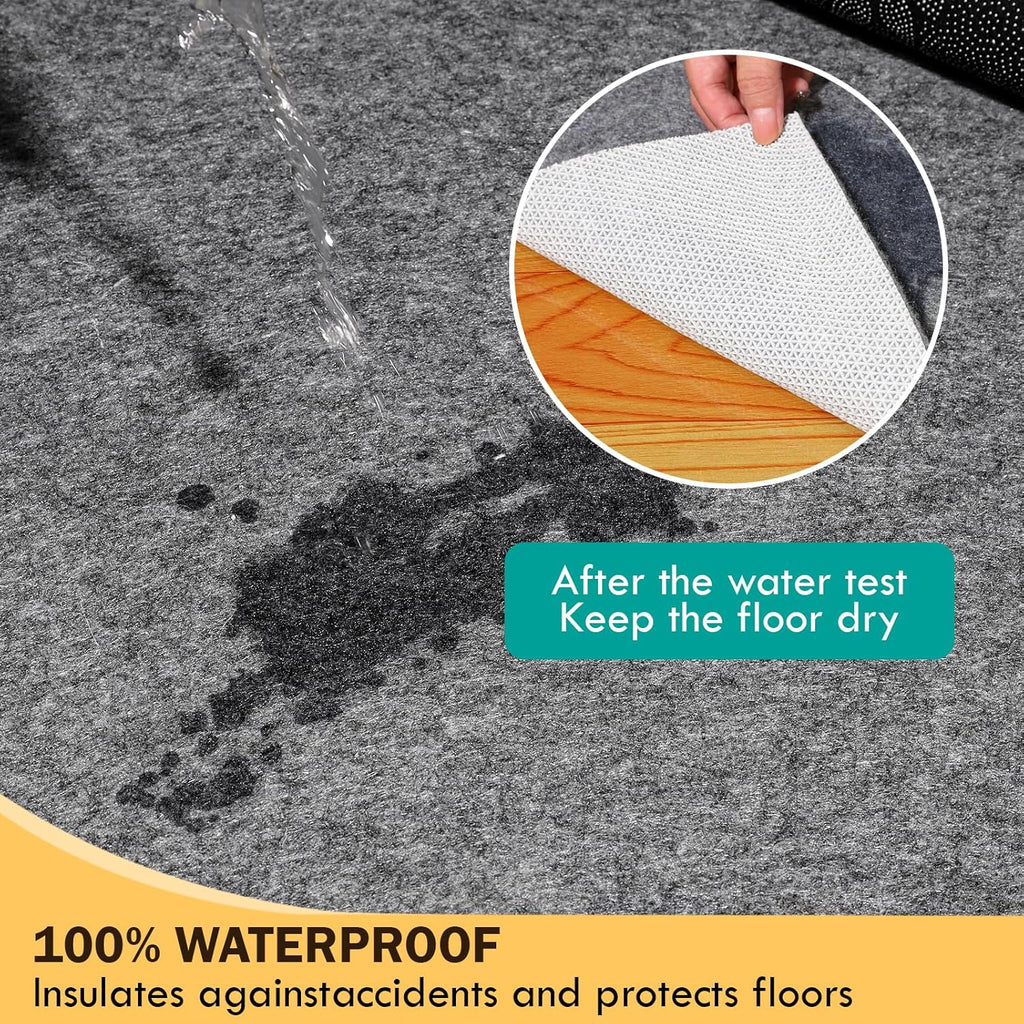 Waterproof Rug Pad 8x10 Ft, Under Area Carpet Padding, Non Slip Felt Rug Pads for Hardwood Floors, Protective