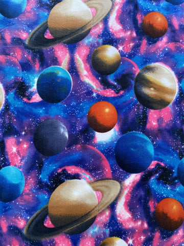 Universe of Planets Anti-Pill Premium Fleece Fabric By The Yard
