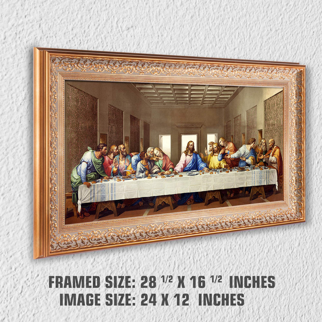 The Last Supper Vintage Pattern Gold Frame 28.5x16.5
