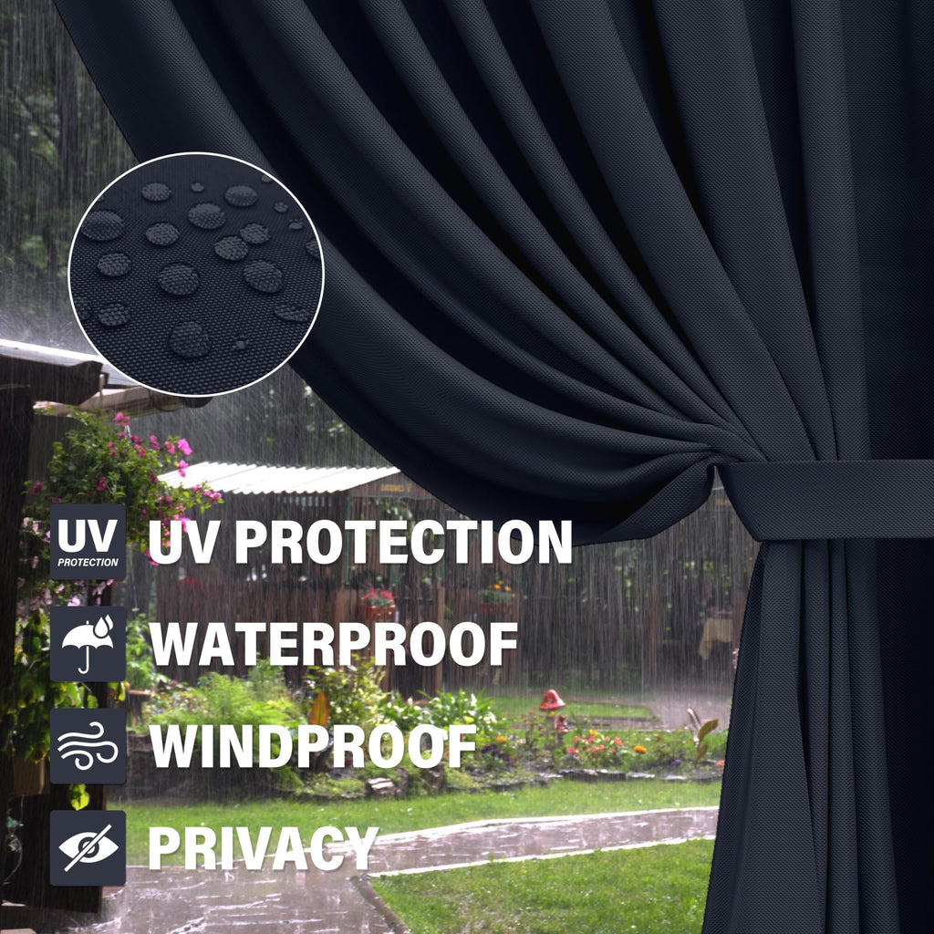 Outdoor Gazebo Curtain Replacement Universal 4-Panel Sidewalls 10' X 13', Outdoor Patio Waterproof Privacy Curtain