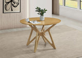 Elowen - Solid Wood - 42-Inch Round Dining Table with Bevel Tabletop, Angled Base Design, Geometric Legs - Dining