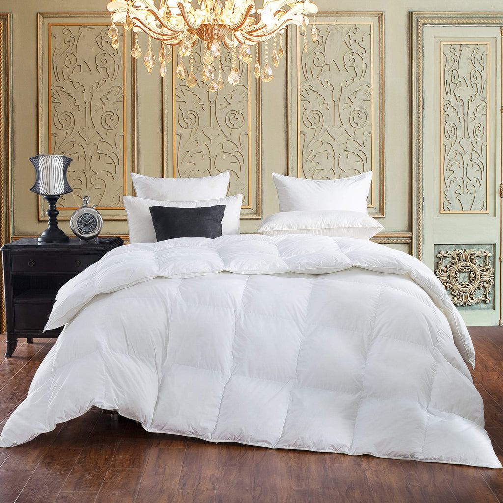 600-Thread-Count Egyptian Cotton Siberian Goose Down Comforter, 80 oz. Fill Weight, Cal King, Solid White (California
