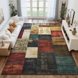 6x9 Washable Geometric Area Rug, Modern Non-Slip Carpet for Living Room Bedroom Multi