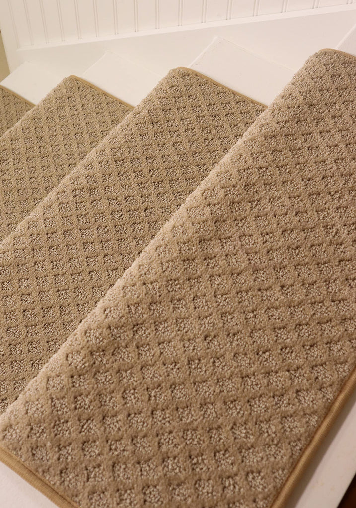 TM Rounded Bullnose Carpet - Anti Slip Indoor Stair Mats for Wooden Stairs, Style: Bayside Charm, Wood Grain 27" W X