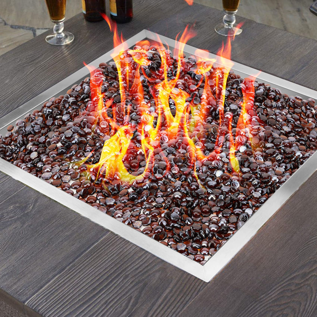 24" Square Fire Pit Flat Pan with Burner Ring, 147, 000 BTU