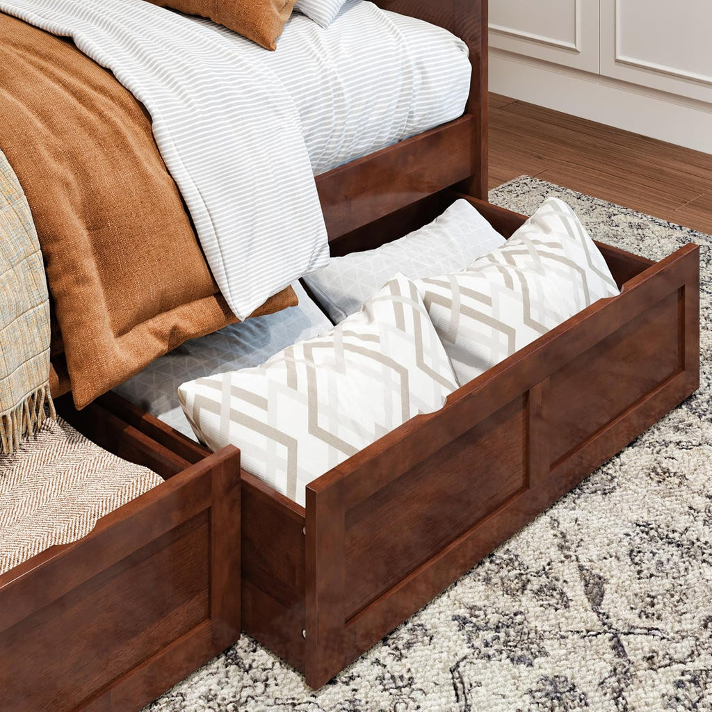 Acadia Twin Wood Daybed with 2 Storage Drawers, Walnut