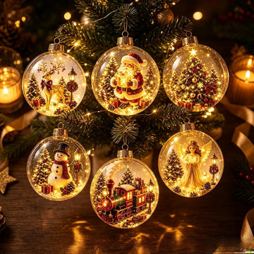 Glowing Christmas Story Ornament, Mini Holiday Scene 3.94In 6 Pack - Set of 6