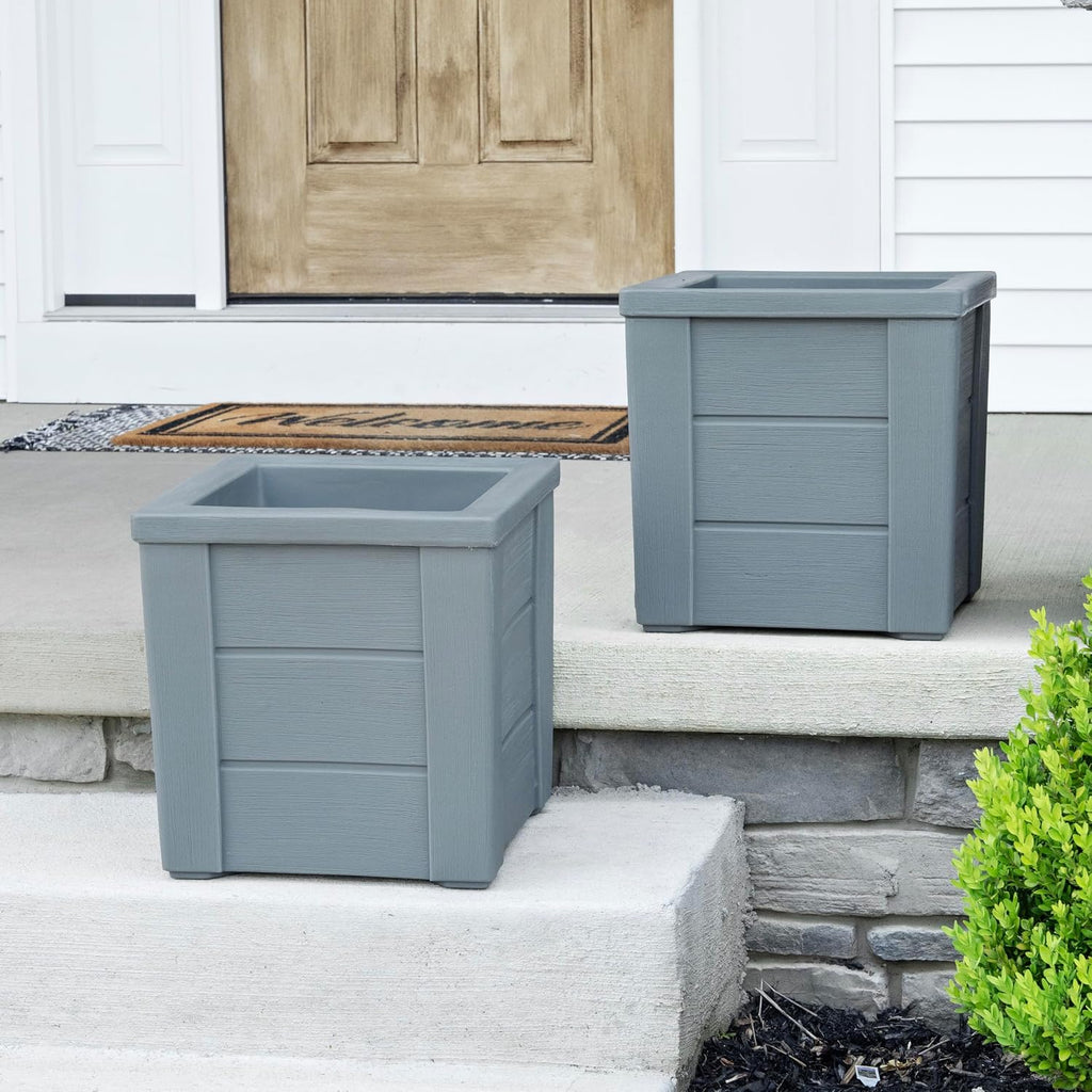 Lakewood Square Planter, Large Planters for Outdoor Plants, Gardening and Flower Pot or Porch, Efficient Drainage