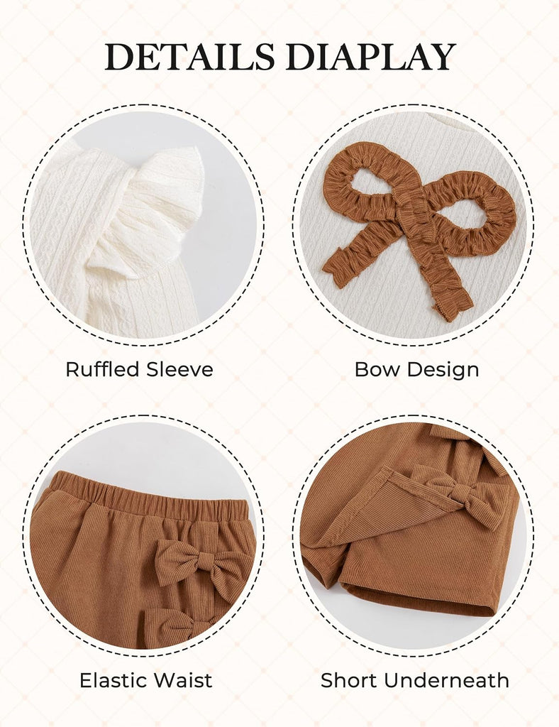 Toddler Girls Clothes Ruffle Sleeve Skirt Set Fall Outfit