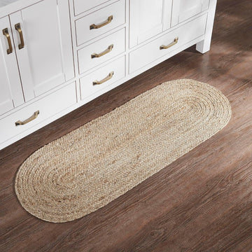 Jute Rug 17x48 w/Pad, Jute Area Rug, Accent Rug, Floor Decor, Braided, Natural Jute Collection, Oval 17x48, Natural