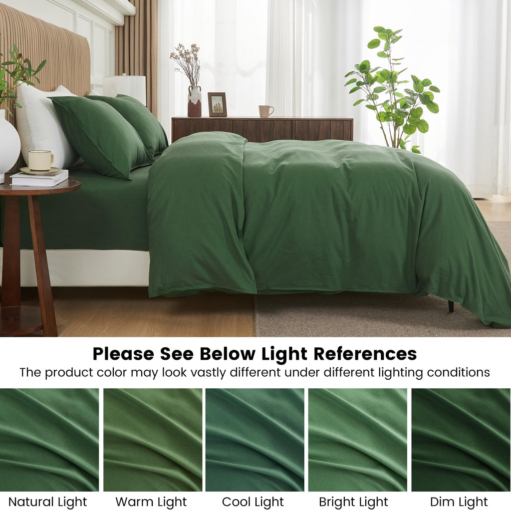 French Linen Duvet Cover Set 3pcs with Hidden Zipper Closure Natural Flax Cotton Blend Solid Color Soft Breathable