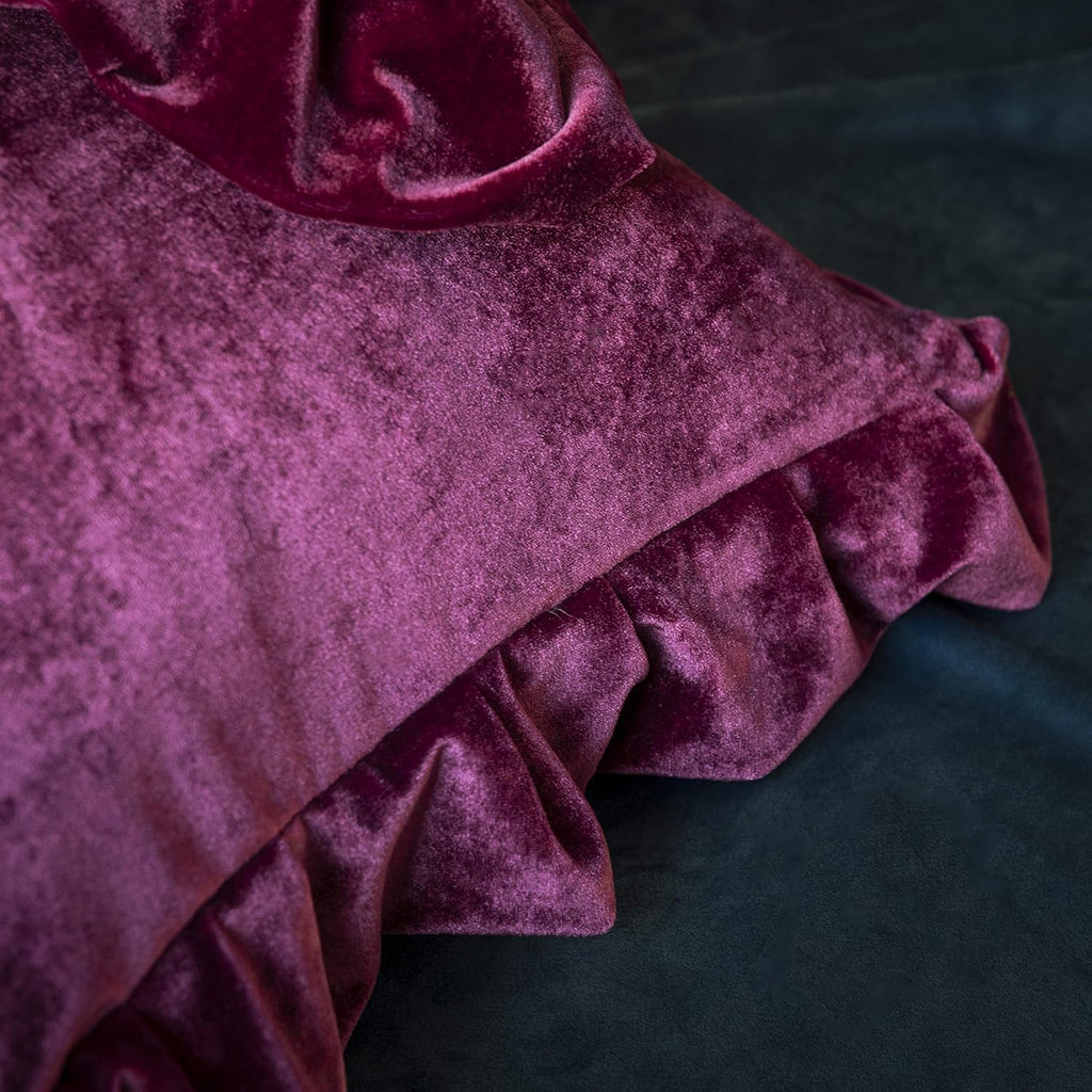 Velvet Throw Pillow Cover Soft Decorative Luxurious Solid Square Cushion Case,Pack of 2, 18 x 18 Inches, Amaranth