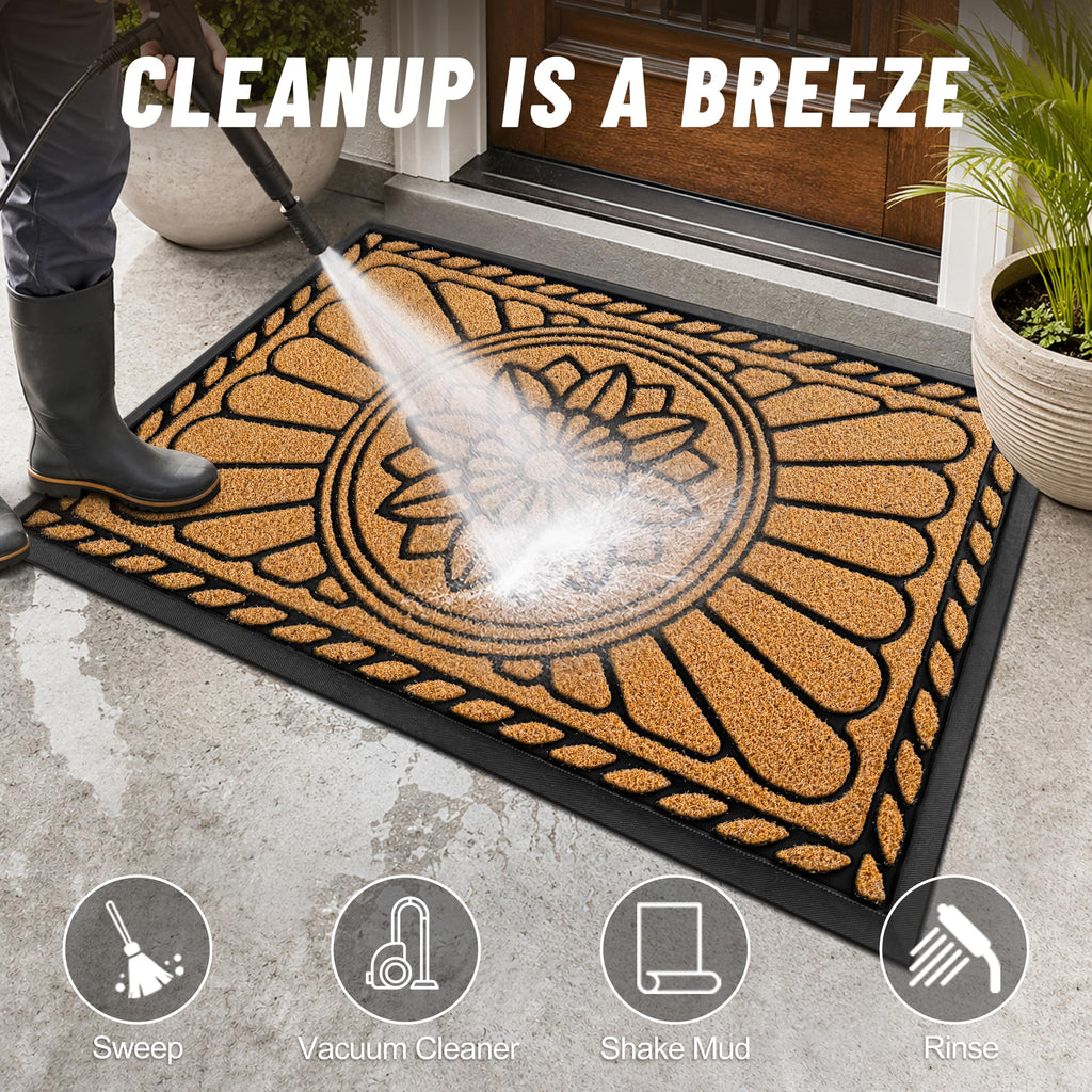Front Door Mat, Heavy Duty Durable Welcome Mat for Outdoor Indoor, Dirt Trapper Waterproof Super Mud Scraper Door Mat