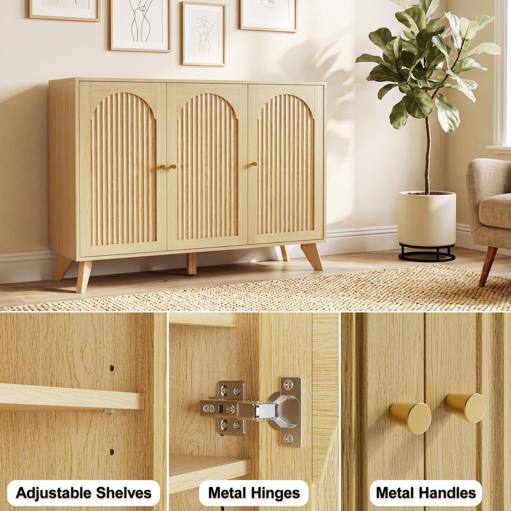 Shoe Cabinet with 3 Doors, Large Shoe Storage Cabinet, Oak