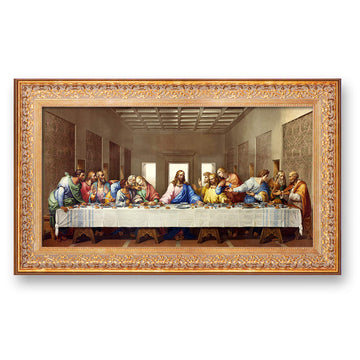 The Last Supper Vintage Pattern Gold Frame 28.5x16.5