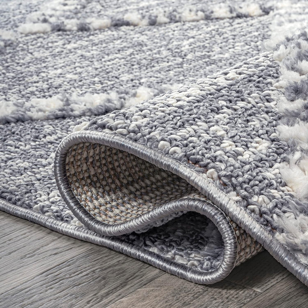 Trellis High-Low Gray/Cream Indoor Area Rug, Sofie Moroccan, Easy-Cleaning, High Traffic, Pet-Friendly