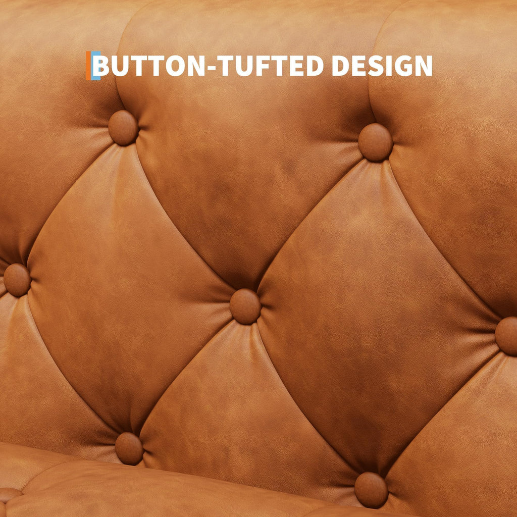81" Leather Couch, Cognac Tan