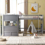 Triple Bed Twin-Over-Twin-Over-Twin Bed L Shaped Bunk Bed with 2 Drawers and 2 Ladders, No Box Spring Needed