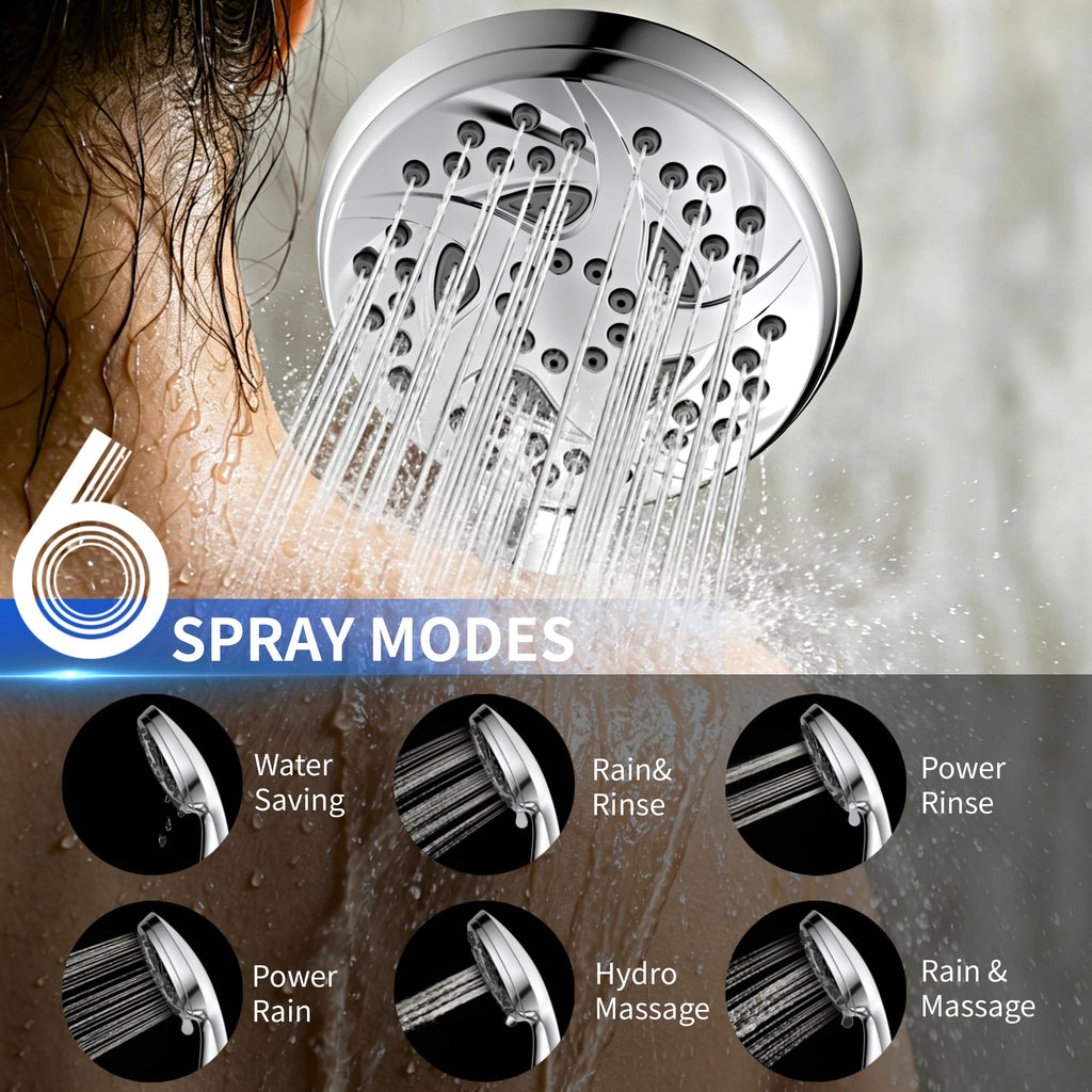 6-Mode Shower Head with Handheld, High Pressure Hand Held Shower Head