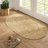 LR Home Natural Jute 2x3 Oval Area Rug for Home Decor | Braided Rugs for Living Room, Bedroom, Playr