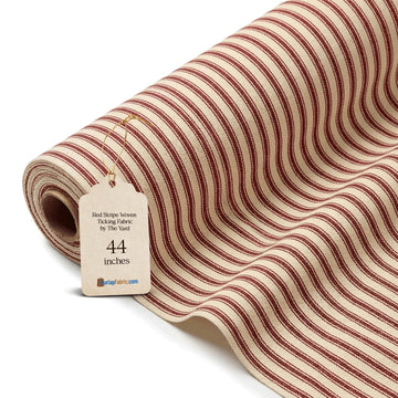 Red Woven Ticking Fabric 100% Cotton - 44/45" Wide Ticking Stripe Fabric by The Yard - Ideal for Upholstery