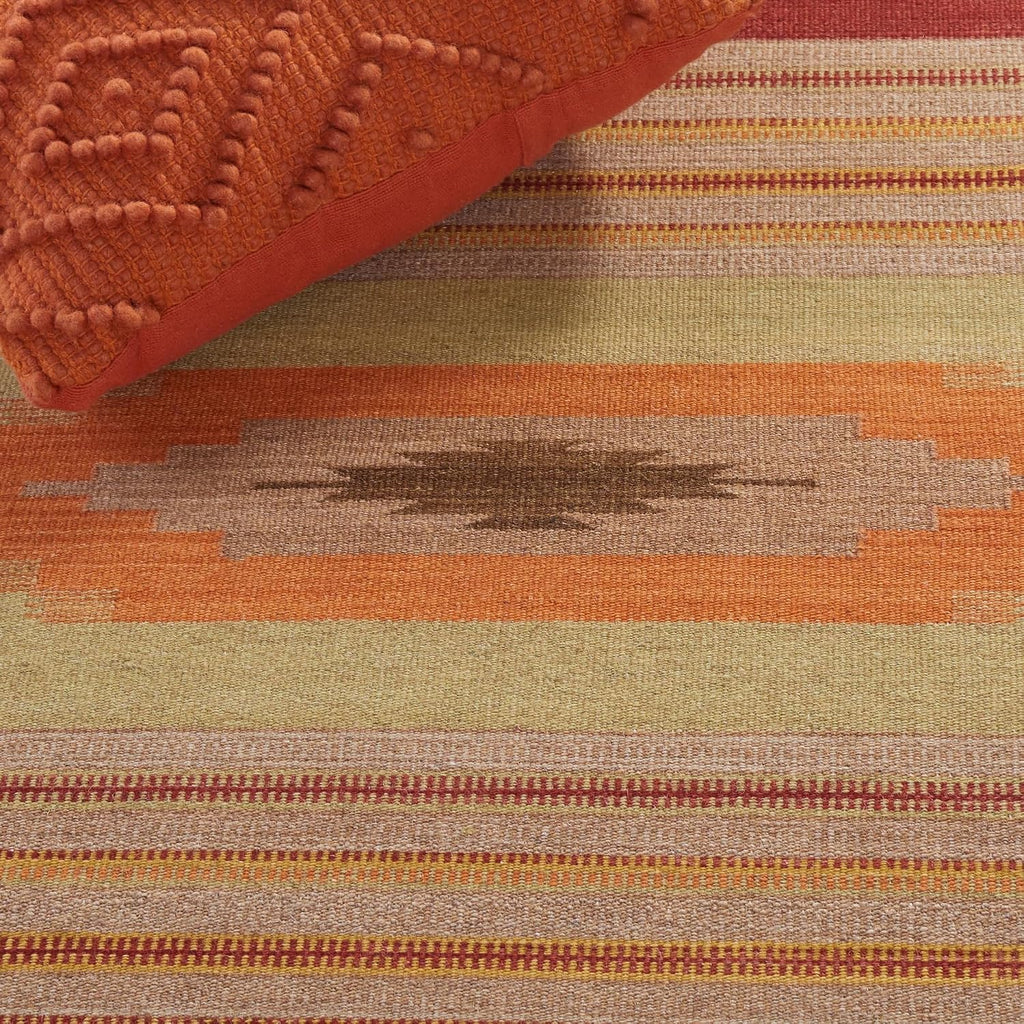 Kilim Collection Accent Rug, Brown & Multi, Handmade Southwestern Tribal Wool, Ideal for High Traffic Areas