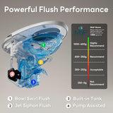 Smart One-Piece Toilet with Built-In Bidet and Tank, Powerful Flush, ADA Comfort Height, Auto Open and Close, Temperature-Controlled Heated Seat, Blackout Flush