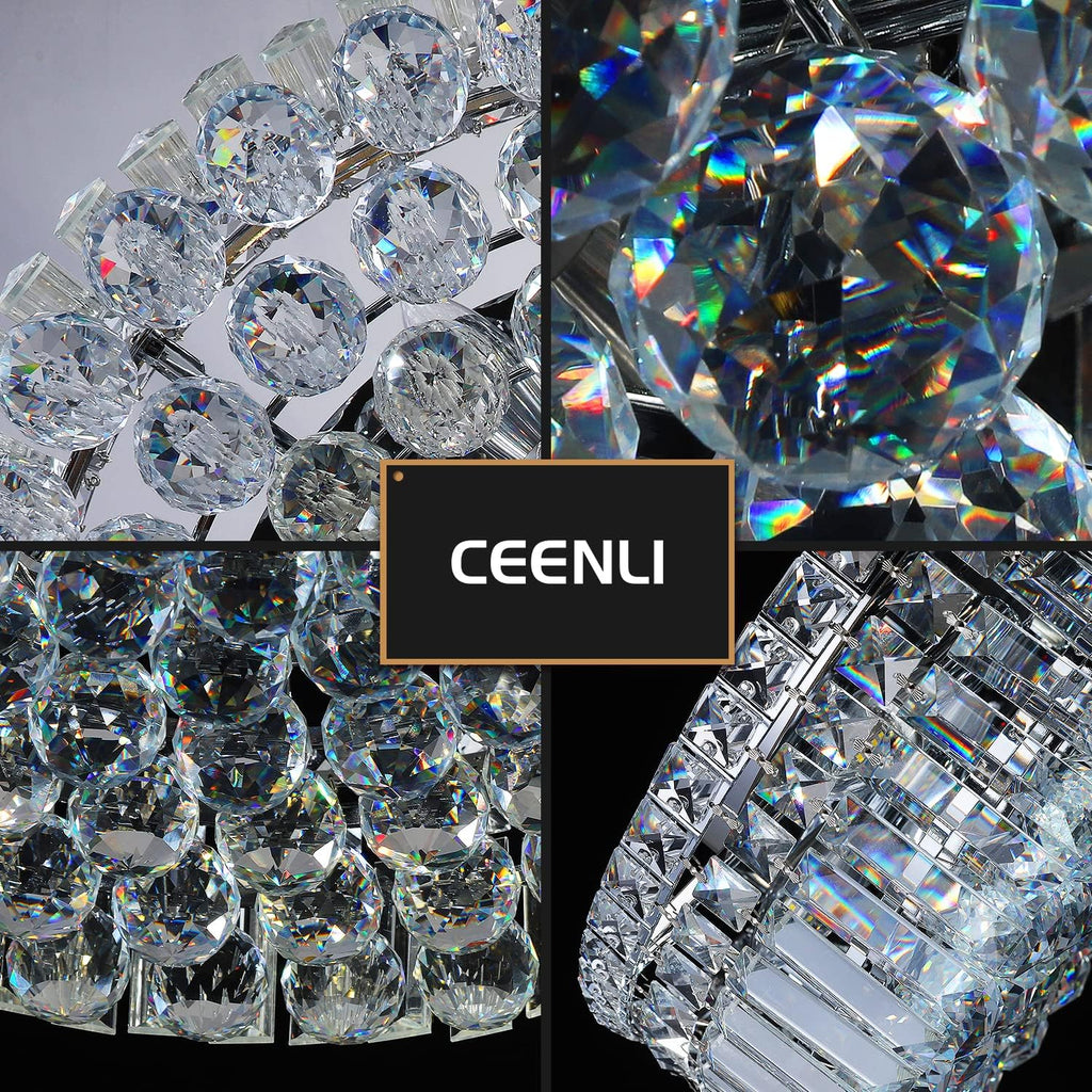 6-Lights Crystal Flush Mount Chandelier Light Fixture with K9 Crystals Modern Ceiling Lights Elegant Pendant Lamp for
