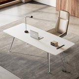 Writing Computer Desk, 60-Inch Large Executive Desk Office Workstation with Chrome-Plated Legs and Built-in Power