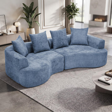 109" Curved Sectional, Modern Chenille Fabric Modular Couch