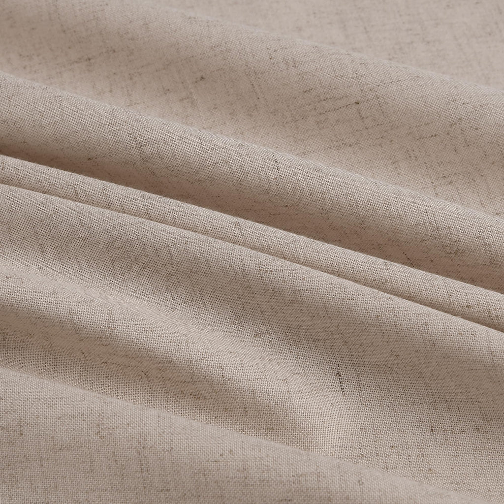 Sand Beige Pleat Linen Curtains 112 Inches Long Pinch Pleated Drape Hooks Rings Back Tab Semi Sheer Light Filtering