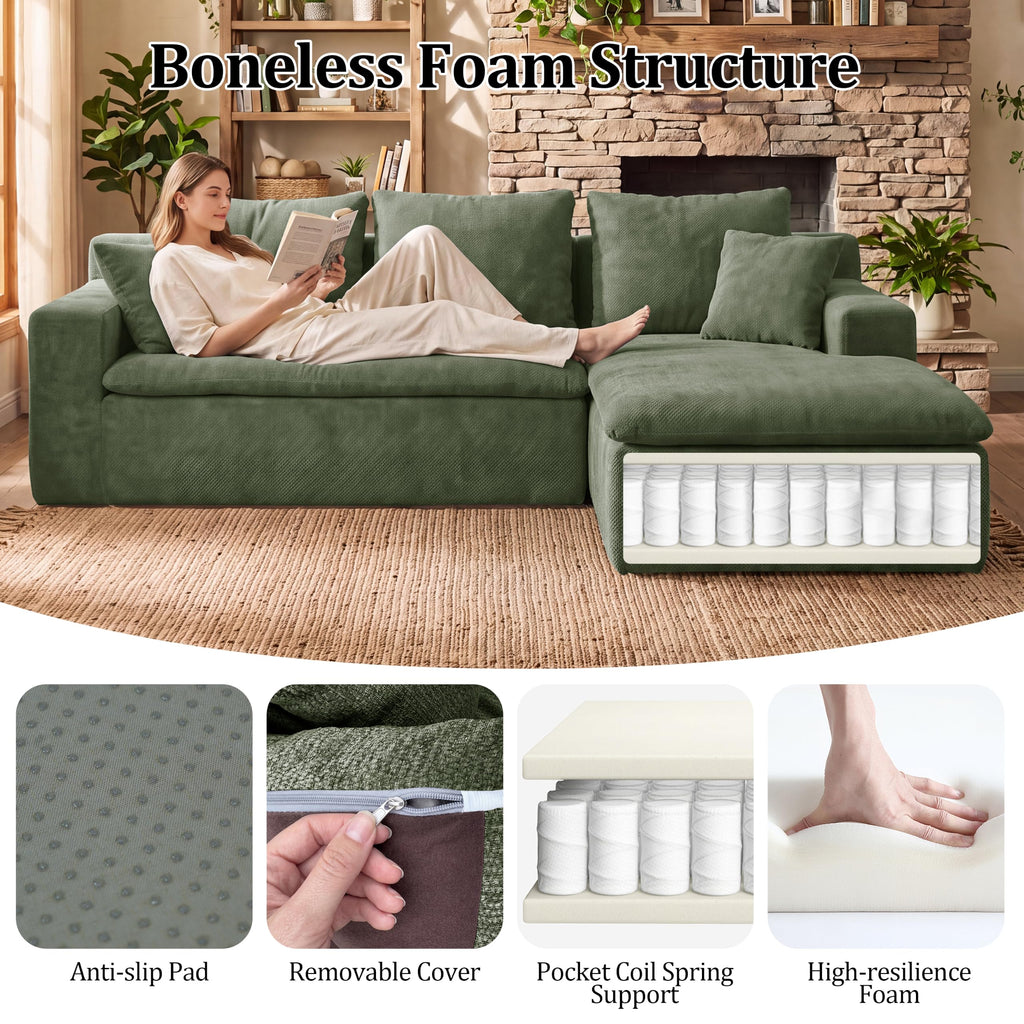 Boneless Cloud Sectional Sofa, L‐Shaped Chenille Deep Seat Modular Couch with Chaise Lounge, No Assembly Required