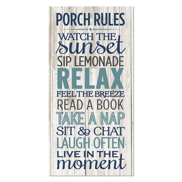 Porch Rules Rustic Wood Wall Sign (12x24)
