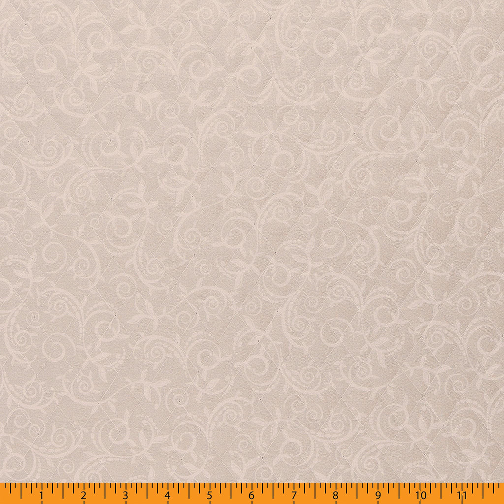 Double Faced Quilted Cotton, Scroll Vine Cream