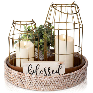 Rustic Farmhouse Lantern Decor Set of 2 - Stylish Decorative Lanterns